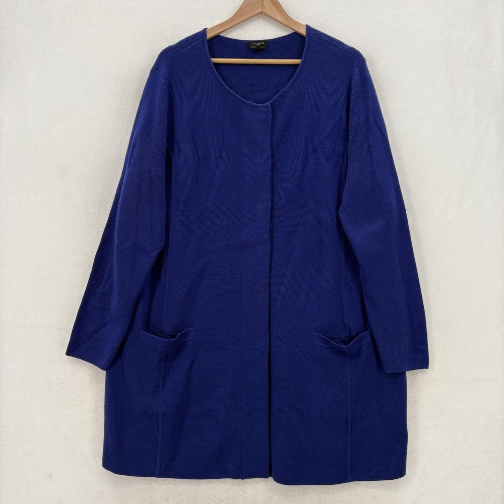 Talbots Royal Blue Long Open Front Cardigan Coatigan